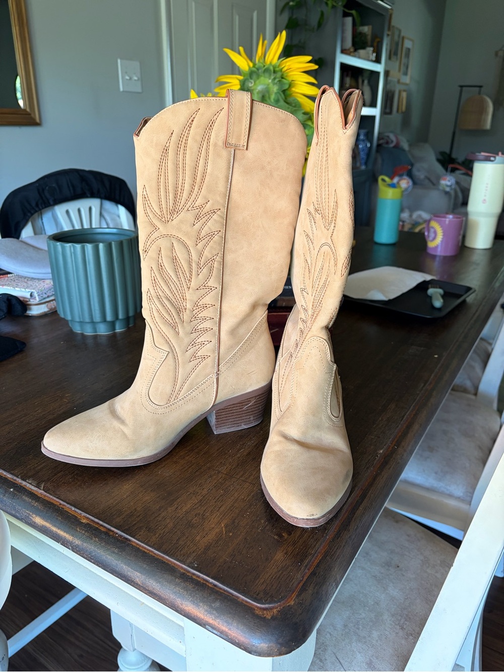 Roolee Tan Suede Western Heeled Boots